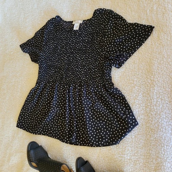 URBAN Romantics Black White Polka Dot Top M - Picture 3 of 8